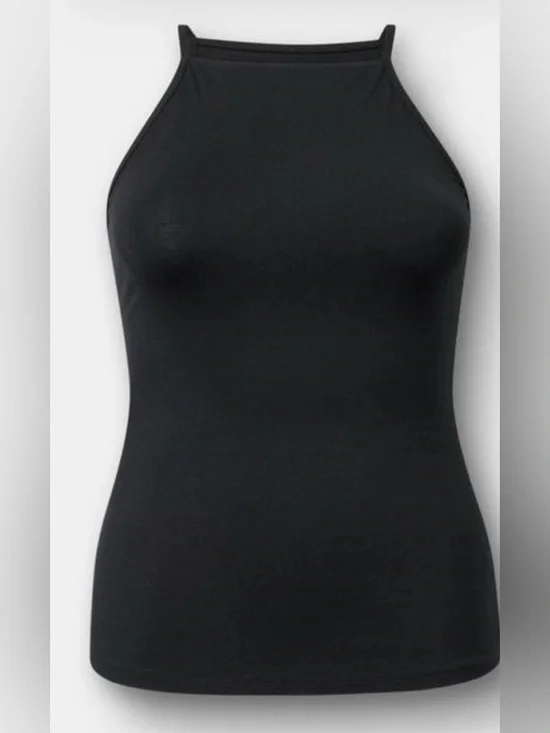 Torrid Size 5(5X)(28) Foxy High Square Neck Ruched Cami Deep Black Top Tunic - Picture 5 of 5